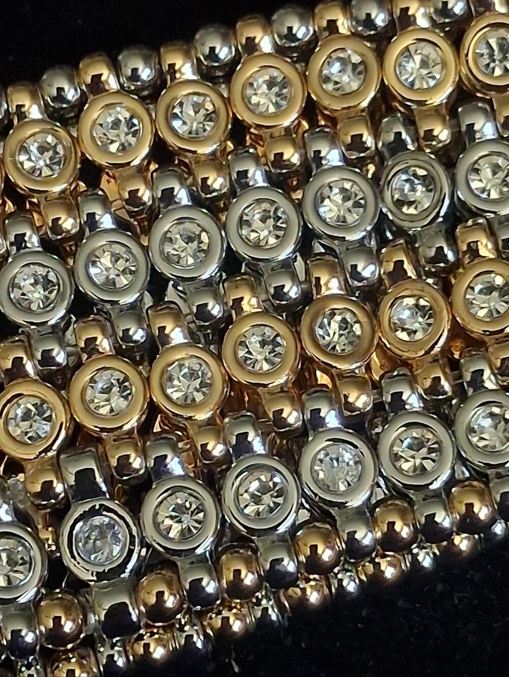 White House Black Market Gold-Tone And Silvertone Crystal Stretch Bracelet - Picture 11 of 16